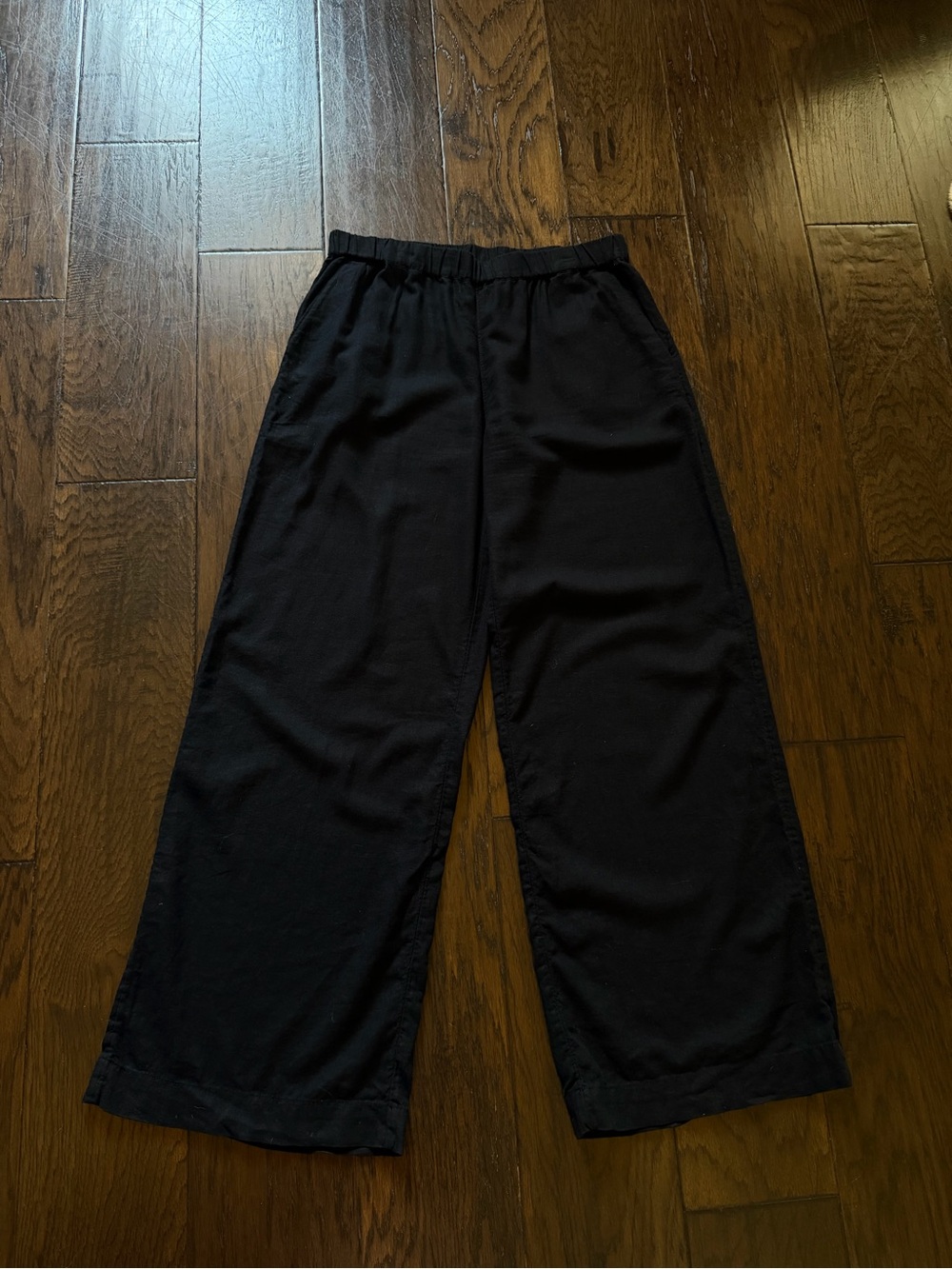 Caslon Linen Blend Wide Leg Pull On Black Pants Nordstrom Size M Medium, EUC